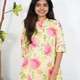 Beige roses cotton co-ords set