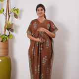 Brown cotton maternity nursing kaftan