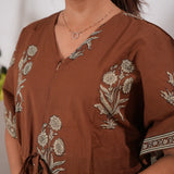 Brown cotton maternity nursing kaftan