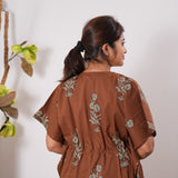 Brown cotton maternity nursing kaftan