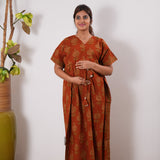 Deep orange cotton maternity nursing kaftan