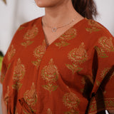 Deep orange cotton maternity nursing kaftan