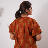 Deep orange cotton maternity nursing kaftan