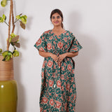 Orange flora cotton kaftan