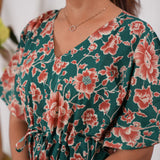 Orange flora cotton kaftan