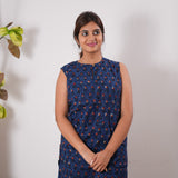 Indigo and red cotton co-ords set(attached sleeves)