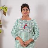 Green stripes cotton kurti