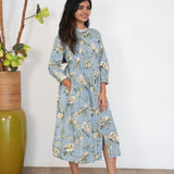 Powder blue A line cotton kurti
