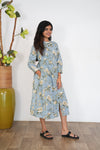 Powder blue A line cotton kurti