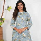 Powder blue A line cotton kurti