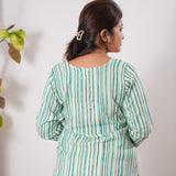 Green stripes cotton kurti