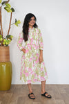 Pink tulips A-line cotton kurti