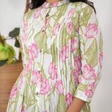 Pink tulips A-line cotton kurti