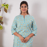 Baby blue cotton kurti
