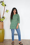 Hunter green cotton short Kurti