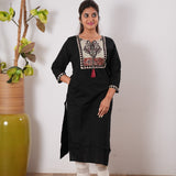 Black round neck cotton kurti