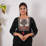 Black round neck cotton kurti