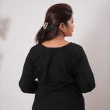 Black round neck cotton kurti