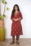 Sindoor v neck cotton co-ords