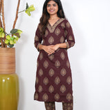 Brick brown v neck cotton co-ords
