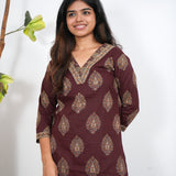 Brick brown v neck cotton co-ords