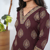 Brick brown v neck cotton co-ords