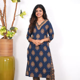 Bright blue V neck cotton co-ords
