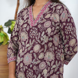 Burgundy V neck cotton co-ords set