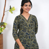 Olive green V neck cotton co-ords set