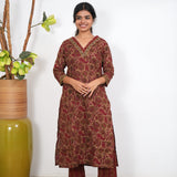 Maroon V neck cotton co-ords set
