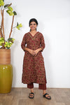 Maroon V neck cotton co-ords set