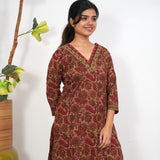 Maroon V neck cotton co-ords set