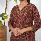 Maroon V neck cotton co-ords set