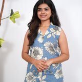 Azure cotton co-ords set (attached sleeves)
