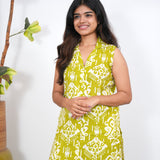 Lime green geometric cotton co-ords set(attached sleeves)