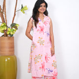Flamingo pink cotton co-ords set (attached sleeves)
