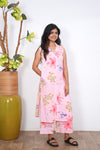 Flamingo pink cotton co-ords set (attached sleeves)