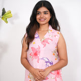 Flamingo pink cotton co-ords set (attached sleeves)