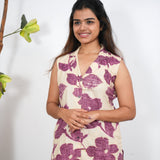 Magenta floral cotton co-ords set (attached sleeves)