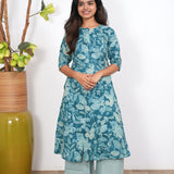 Turquoise floral cotton co-ords set