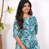 Turquoise floral cotton co-ords set