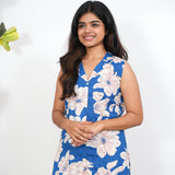 Royal blue cotton co-ords set(attached sleeves)