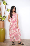 White and pink cotton co-ords set (attached sleeves)