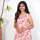 White and pink cotton co-ords set (attached sleeves)