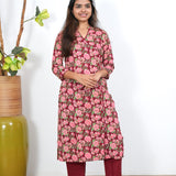 Red tulips angrakha cotton co-ords set