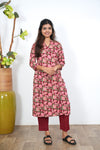 Red tulips angrakha cotton co-ords set