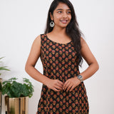 Black floral cotton tunic