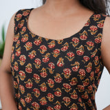 Black floral cotton tunic