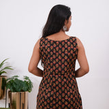 Black floral cotton tunic