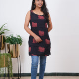 Black elephant cotton tunic